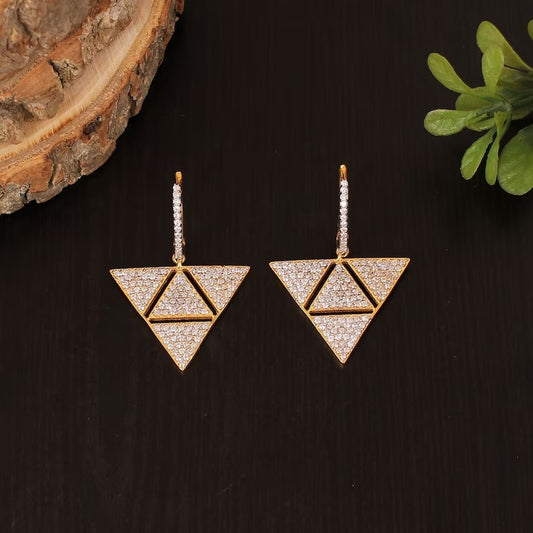 Triangle Shape Gold Plated 92.5 Sterling SIlver Earring