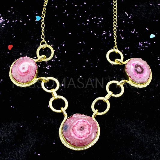 Pink Solar Druzy Necklace