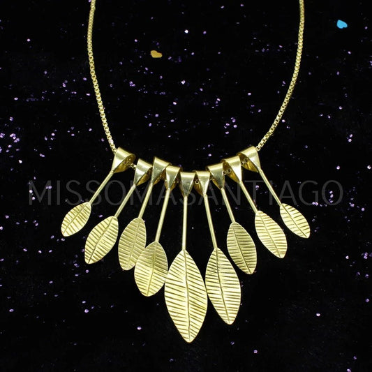 Multi Leaf Handmade Gold Plated Brass Necklace