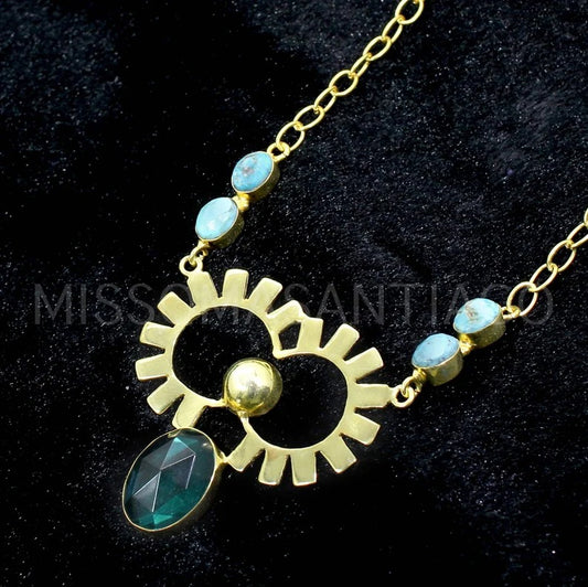 Natural Turquoise & Apatite Hydro Gemstone Necklace