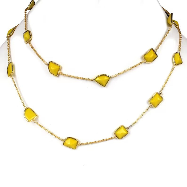 Yellow Chalcedony Gemstone Necklace