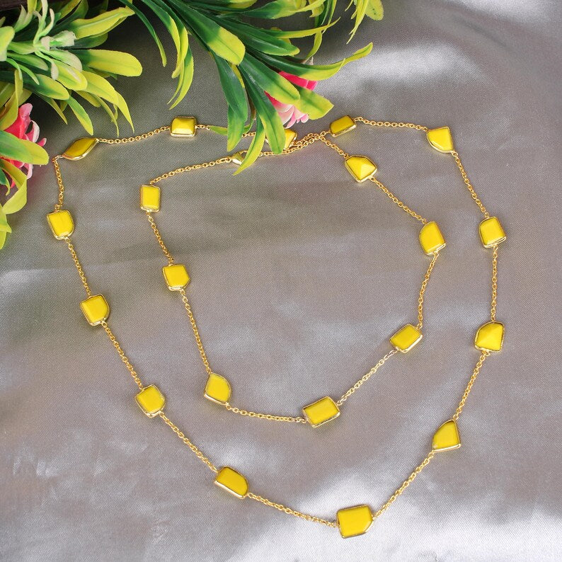 Yellow Chalcedony Gemstone Necklace