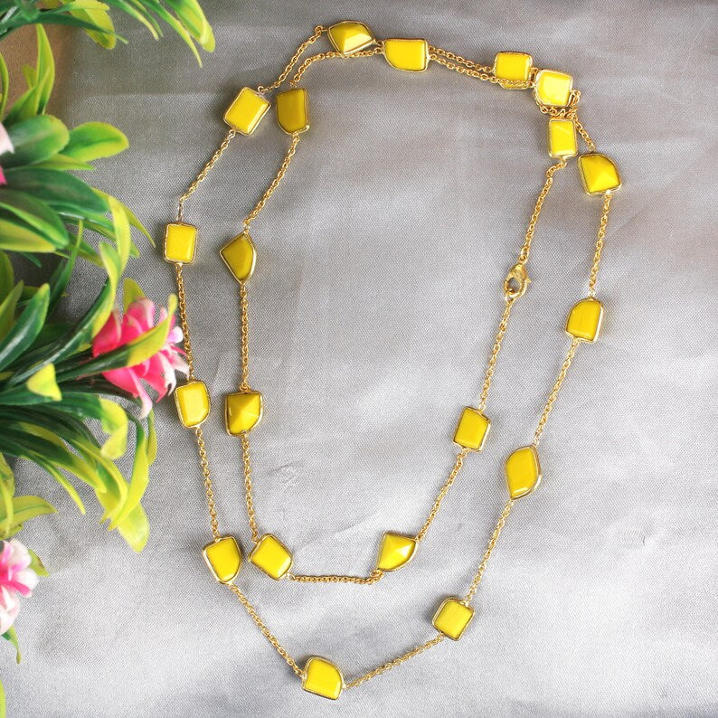 Yellow Chalcedony Gemstone Necklace