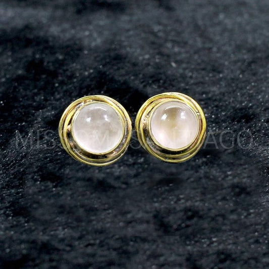 Wire Wrapped Rose Quartz Studs