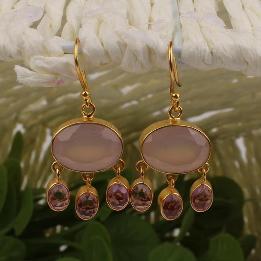 925 Silver Gold Plated Tourmaline Earrings