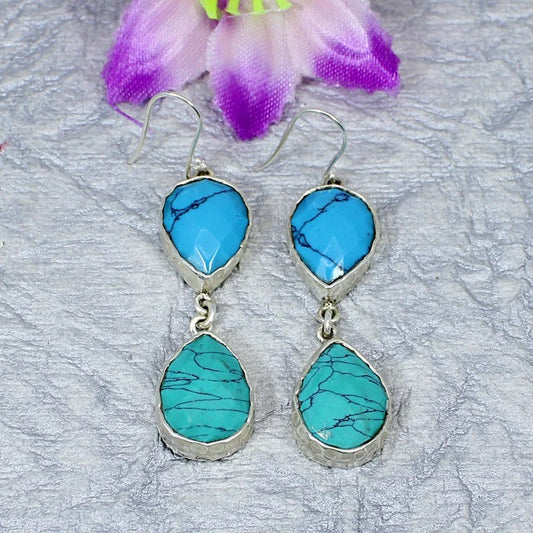 925 Sterling Silver Turquoise Gemstone Earring