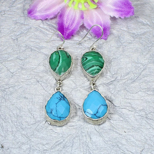 92.5 Sterling SIlver Malachite Earrings