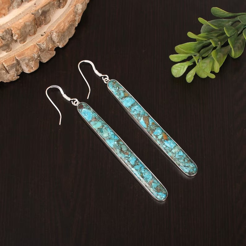 92.5 Sterling Silver  American Turquoise Earrings