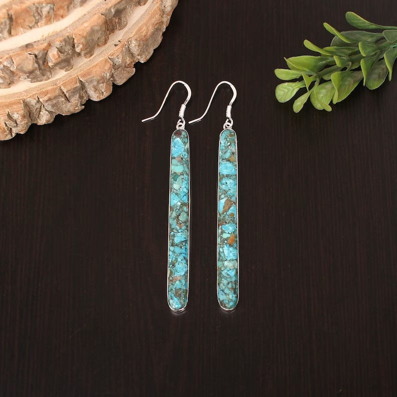 92.5 Sterling Silver  American Turquoise Earrings