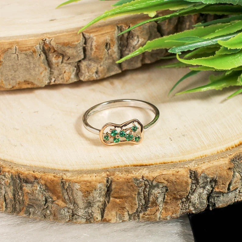 925 Sterling Silver Green Emerald Zircon Luxury Ring