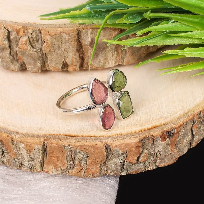 925 Sterling Silver Vintage Tourmaline Gemstone Ring