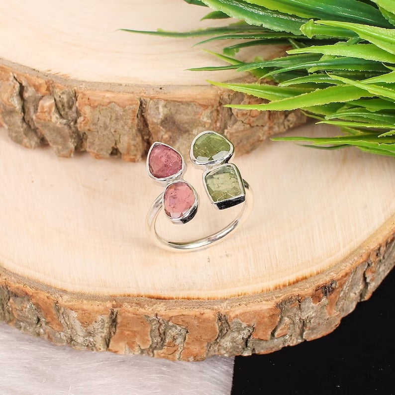 925 Sterling Silver Vintage Tourmaline Gemstone Ring