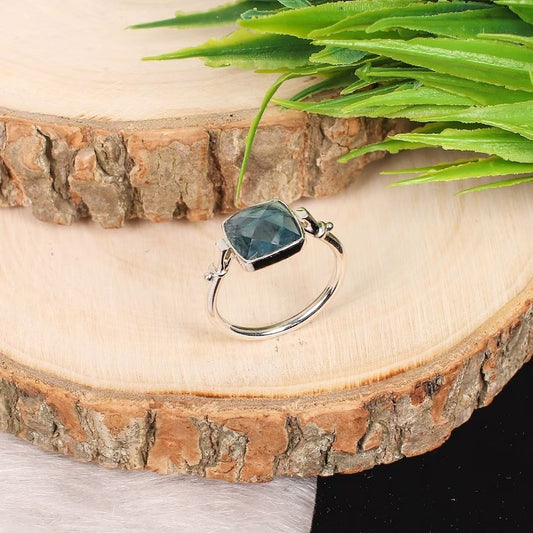 925 Sterling Silver Exquisite Moss Kyanite Ring