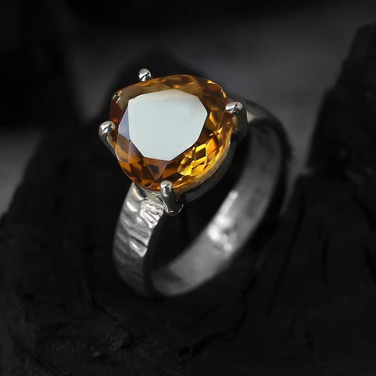 Prong Setting Citrine Gemstone Ring