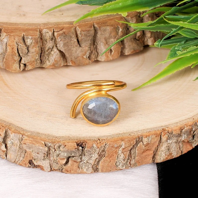 925 Sterling Silver Natural Labradorite Ring