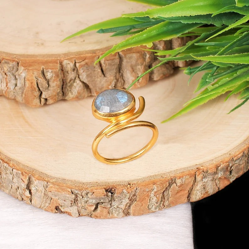 925 Sterling Silver Natural Labradorite Ring