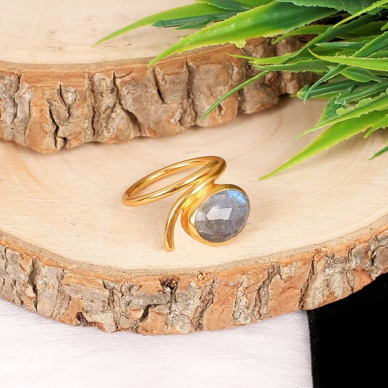 925 Sterling Silver Natural Labradorite Ring