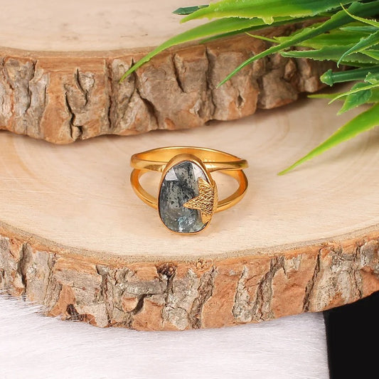 925 Sterling Silver Natural Moss Kyanite Ring