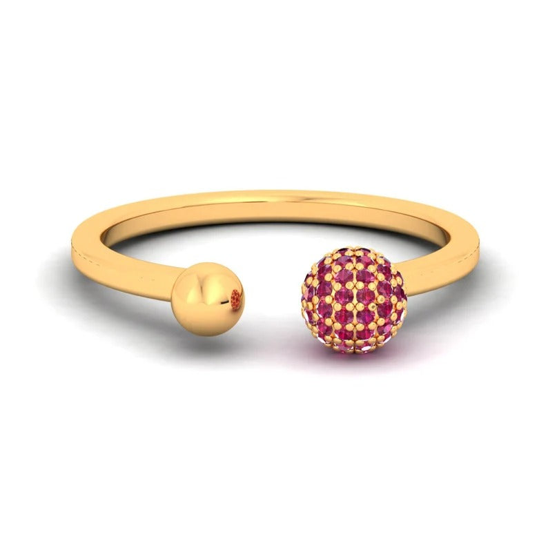 925 Sterling Silver Minimalist Ruby Hydro Gemstone Ball Ring