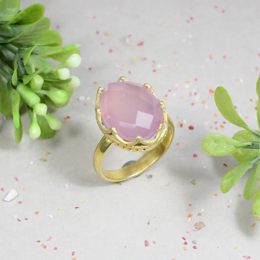 925 Sterling Silver Exquisite Rose Quartz Ring