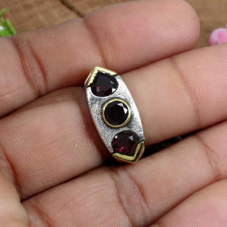 925 Silver Red Garnet Ring