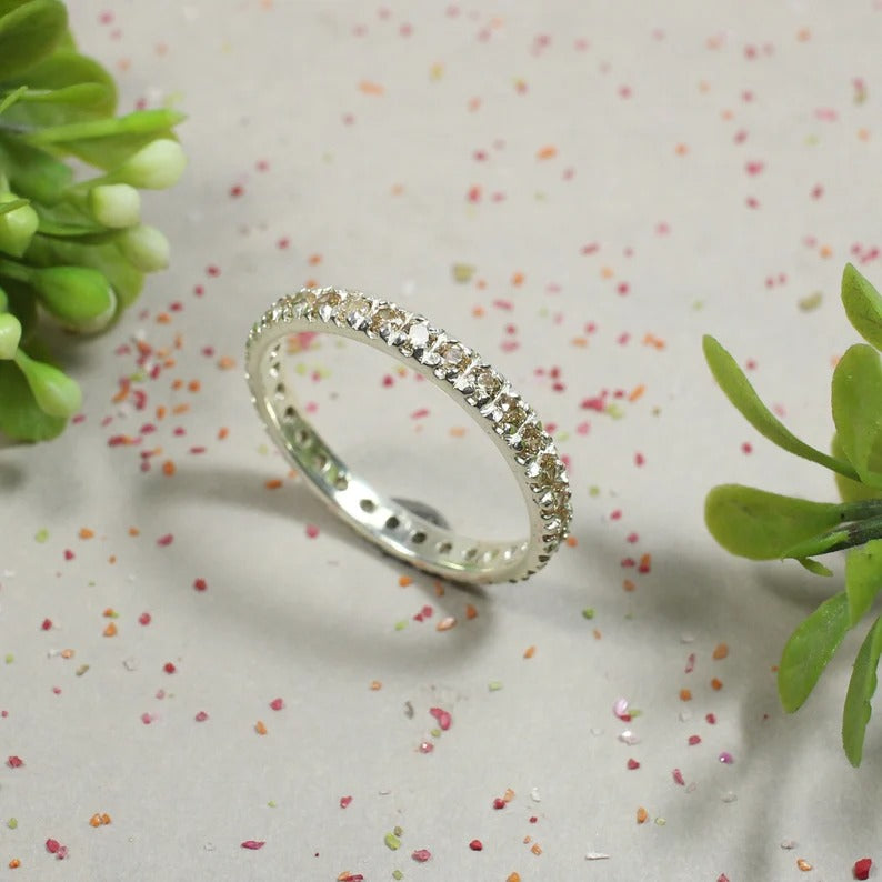 92.5 Sterling Silver Champagne Quartz Ring