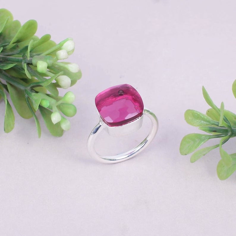 925 Sterling Silver Precious Tourmaline Dainty Ring