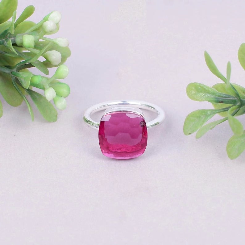 925 Sterling Silver Precious Tourmaline Dainty Ring