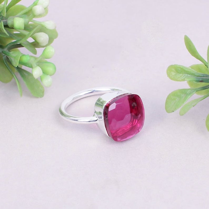 925 Sterling Silver Precious Tourmaline Dainty Ring