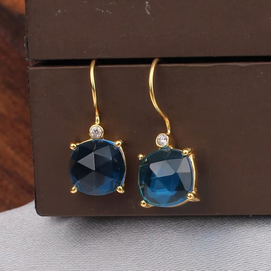 Swiss Blue Topaz Drop Earrings