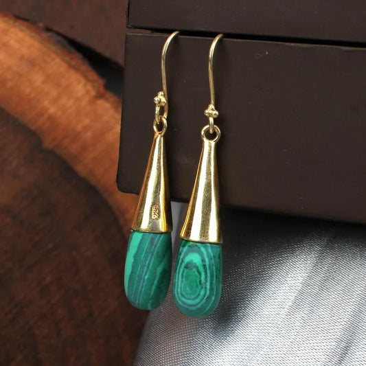 925 Sterling Silver Malachite Bottle Earrings