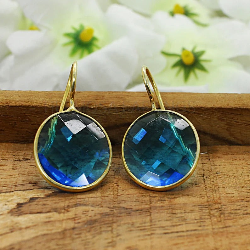 925 Silver London Blue Topaz Oval Earrings