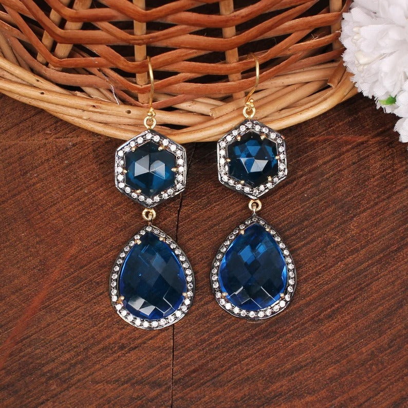 925 Sterling Silver Tanzanite Hydro Earring