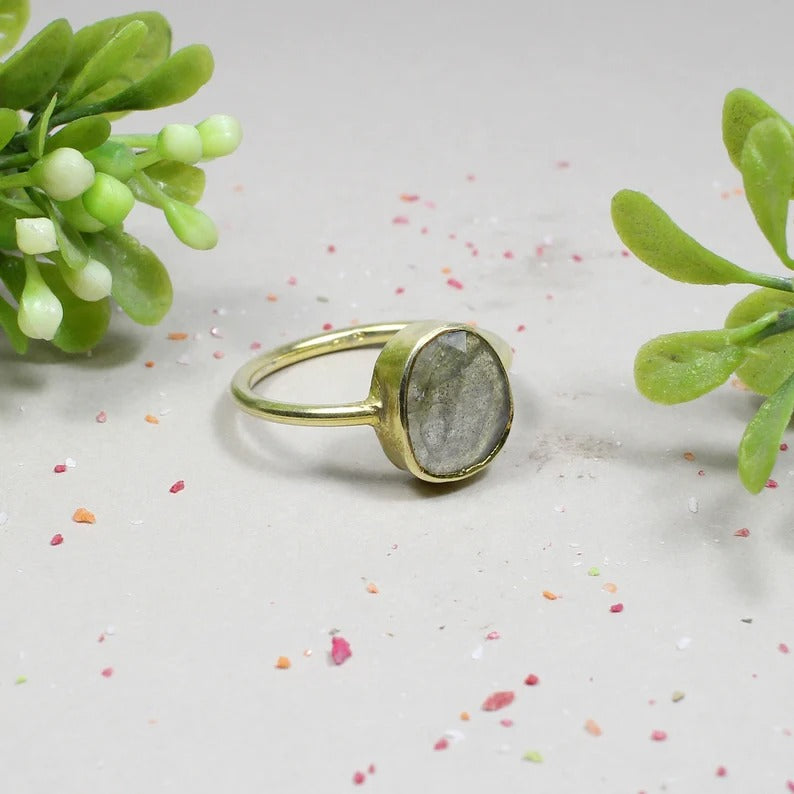 Natural Labradorite Gemstone 925 Sterling Silver Ring