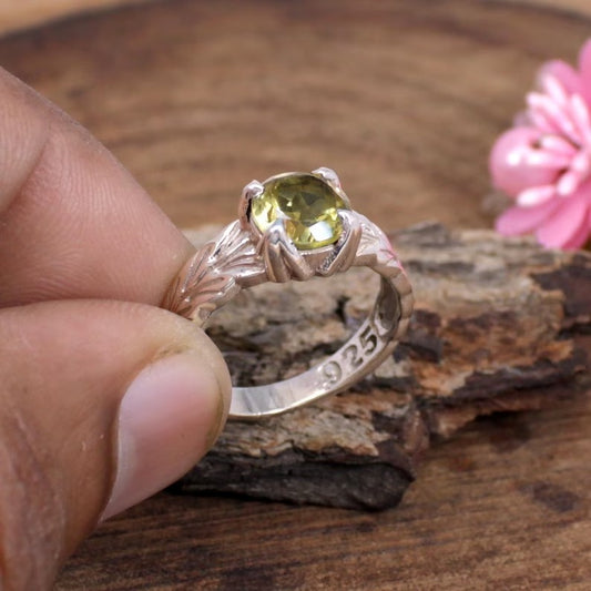 Citrine Gemstone 92.5 Sterling Silver Ring