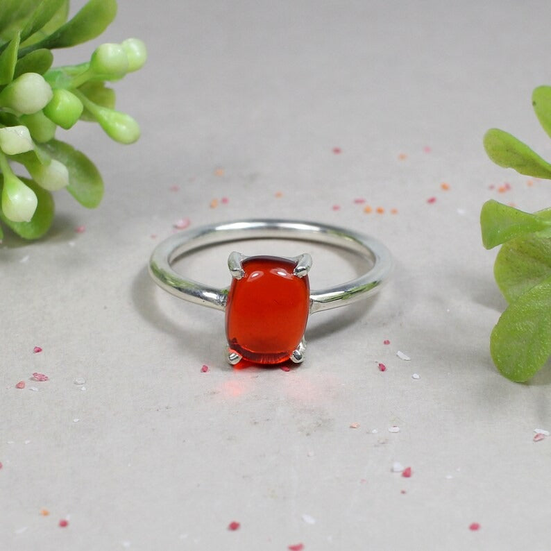 Natural Mandarin Garnet Gemstone 92.5 Sterling Silver Ring