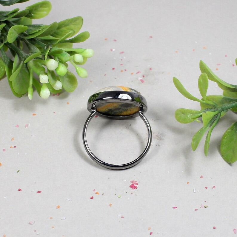 Natural Bumble Bee Gemstone 92.5 Sterling Silver Ring