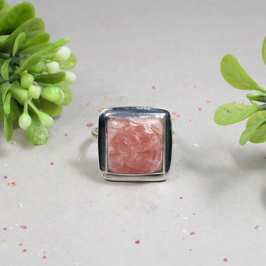 925 Sterling Silver Natural Rhodochrosite Gemstone Ring