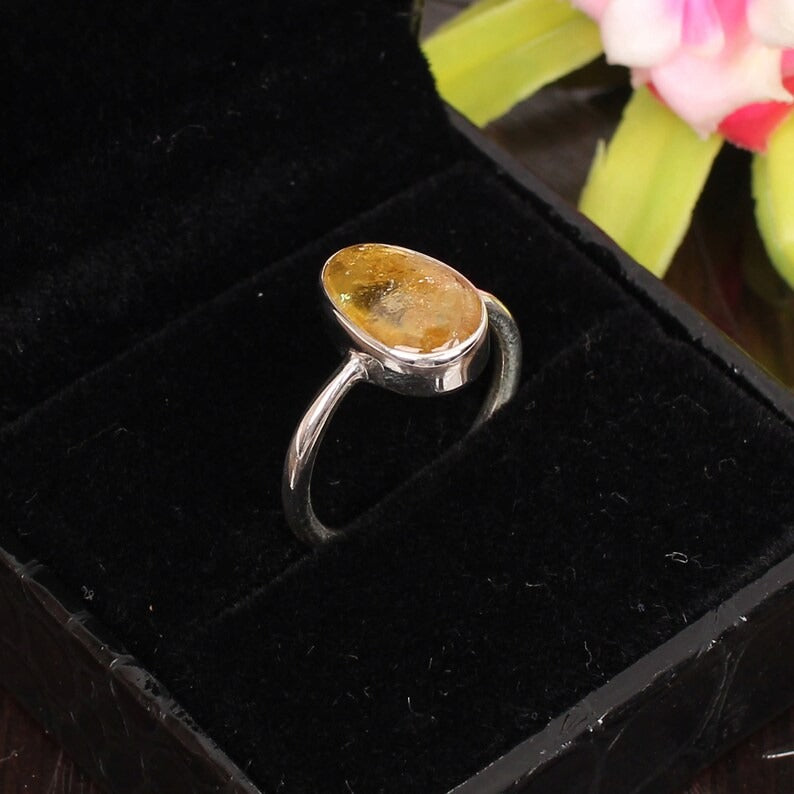 92.5 Sterling Silver Citrine Gemstone Ring