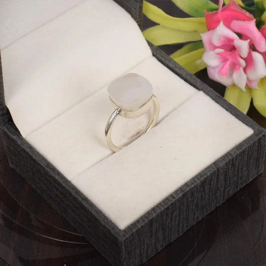 925 Sterling Silver Natural White Moonstone Ring