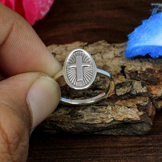 92.5 Sterling Silver Cross Design Ring