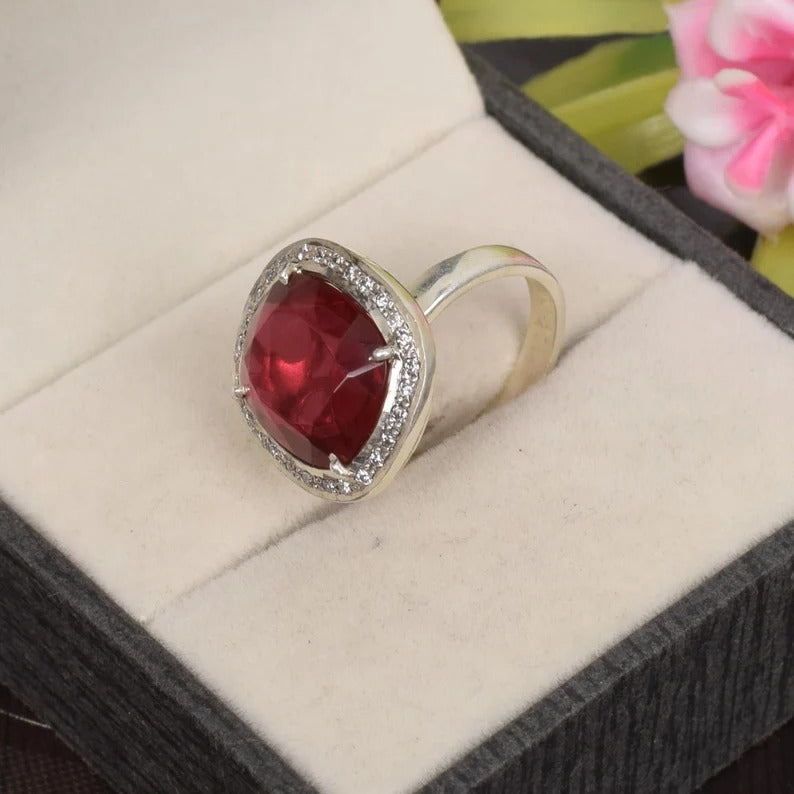 Pink Tourmaline Gemstone Sterling Silver Ring