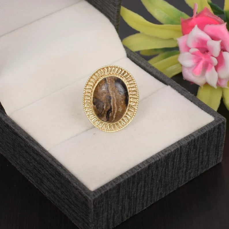 Natural Yeovapi Jasper Gemstone 92.5 Sterling Silver Ring