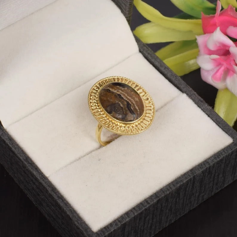 Natural Yeovapi Jasper Gemstone 92.5 Sterling Silver Ring