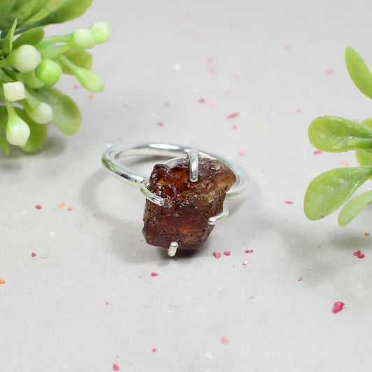 Natural Raw Gemstone 92.5 Sterling Silver Ring