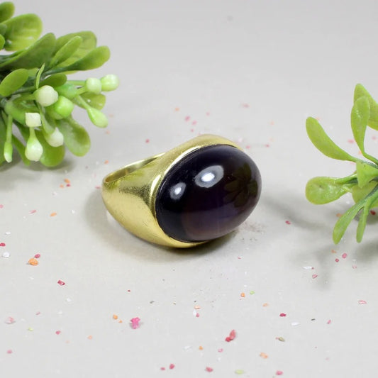 Natural Purple Amethyst Gemstone Sterling Silver Ring