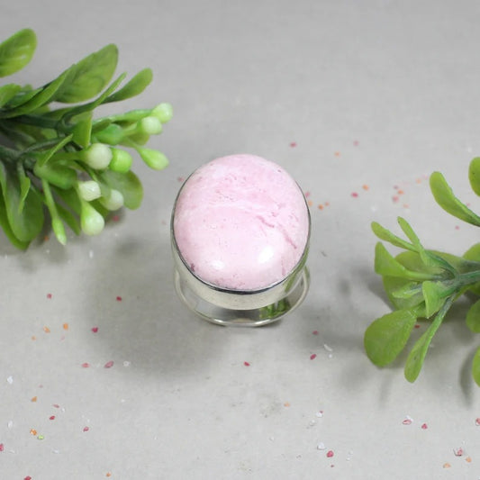 Natural Pink Rhodochrosite Gemstone Sterling Silver Ring