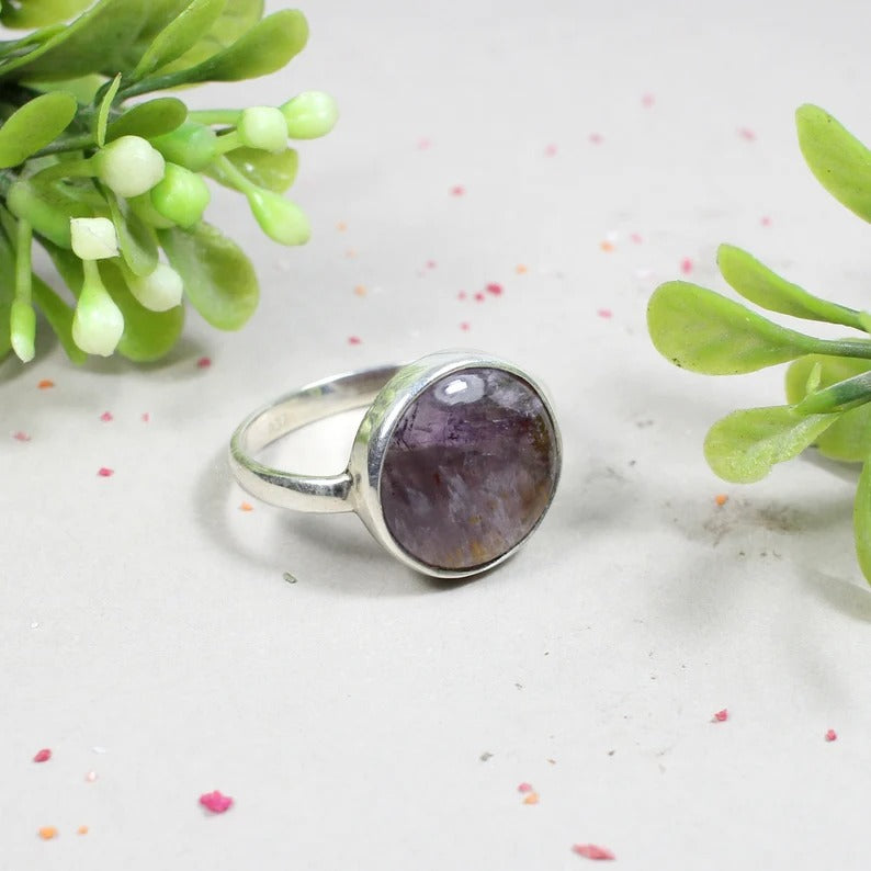 Natural Cacoxenite Gemstone 92.5 Sterling Silver Ring