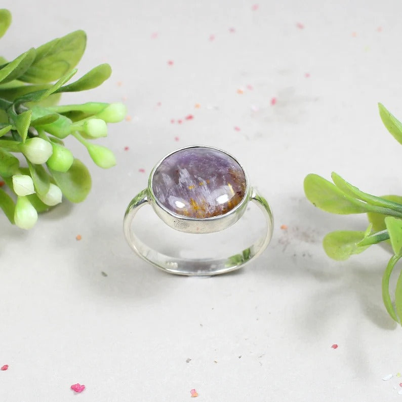 Natural Cacoxenite Gemstone 92.5 Sterling Silver Ring