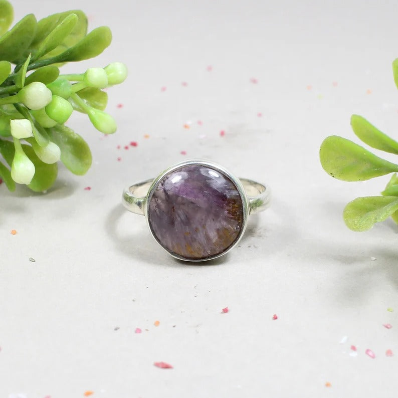 Natural Cacoxenite Gemstone 92.5 Sterling Silver Ring